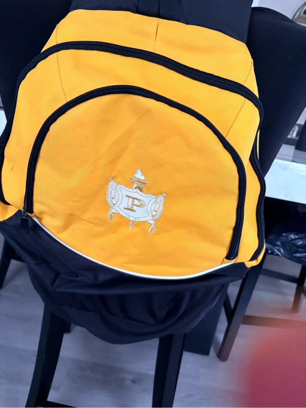 Philos Sigma Gamma Sorority Yellow and Black Backpack - Casual Daypack